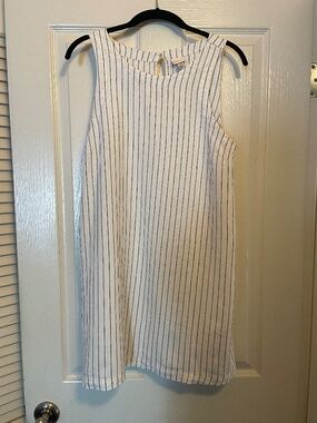 A New Day Striped Linen Shift Dress M White